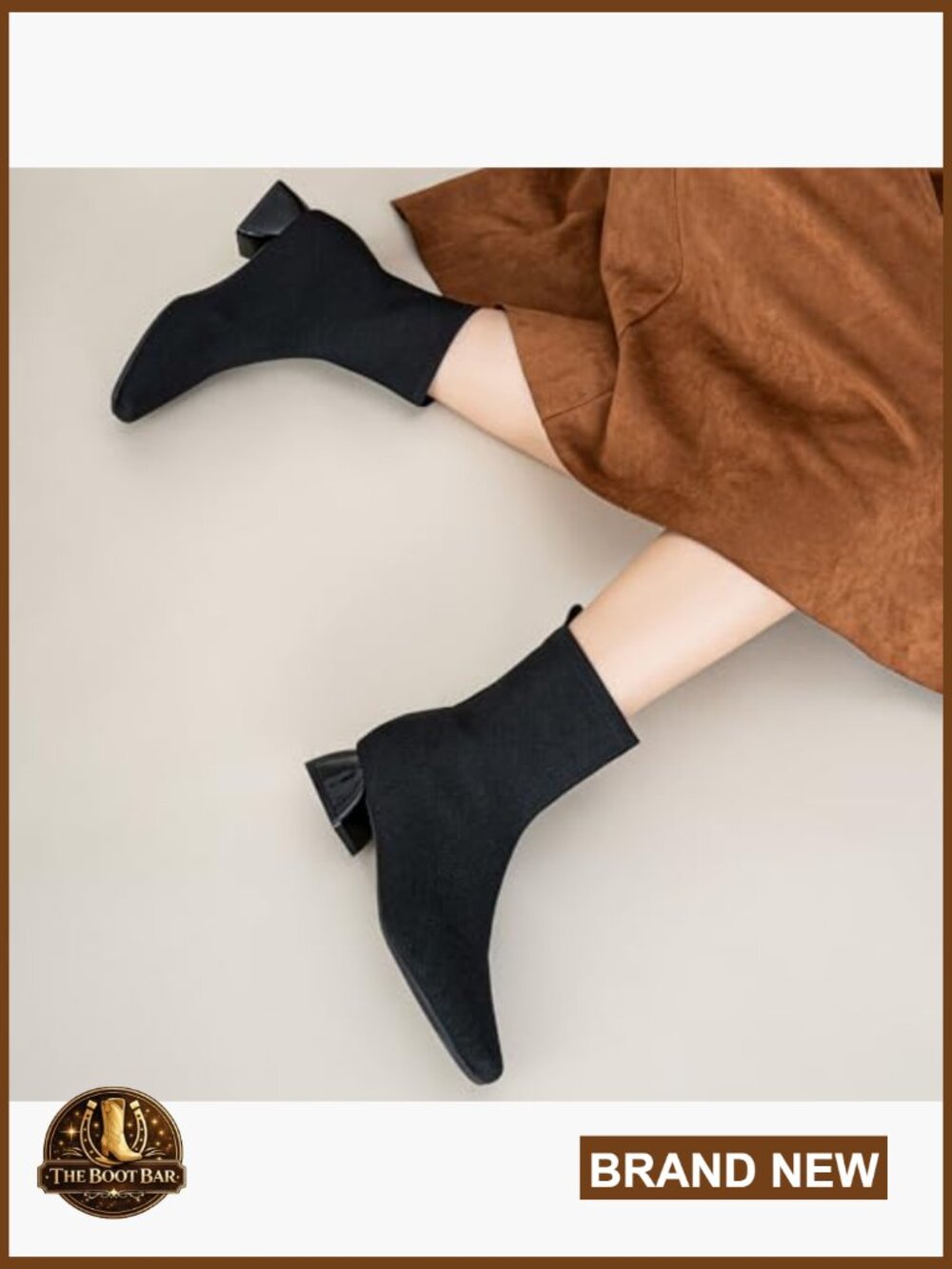 Low Heel Ankle Booties - Square Toe Chunky Knit Slip On Winter Boots - Picture 2 of 7